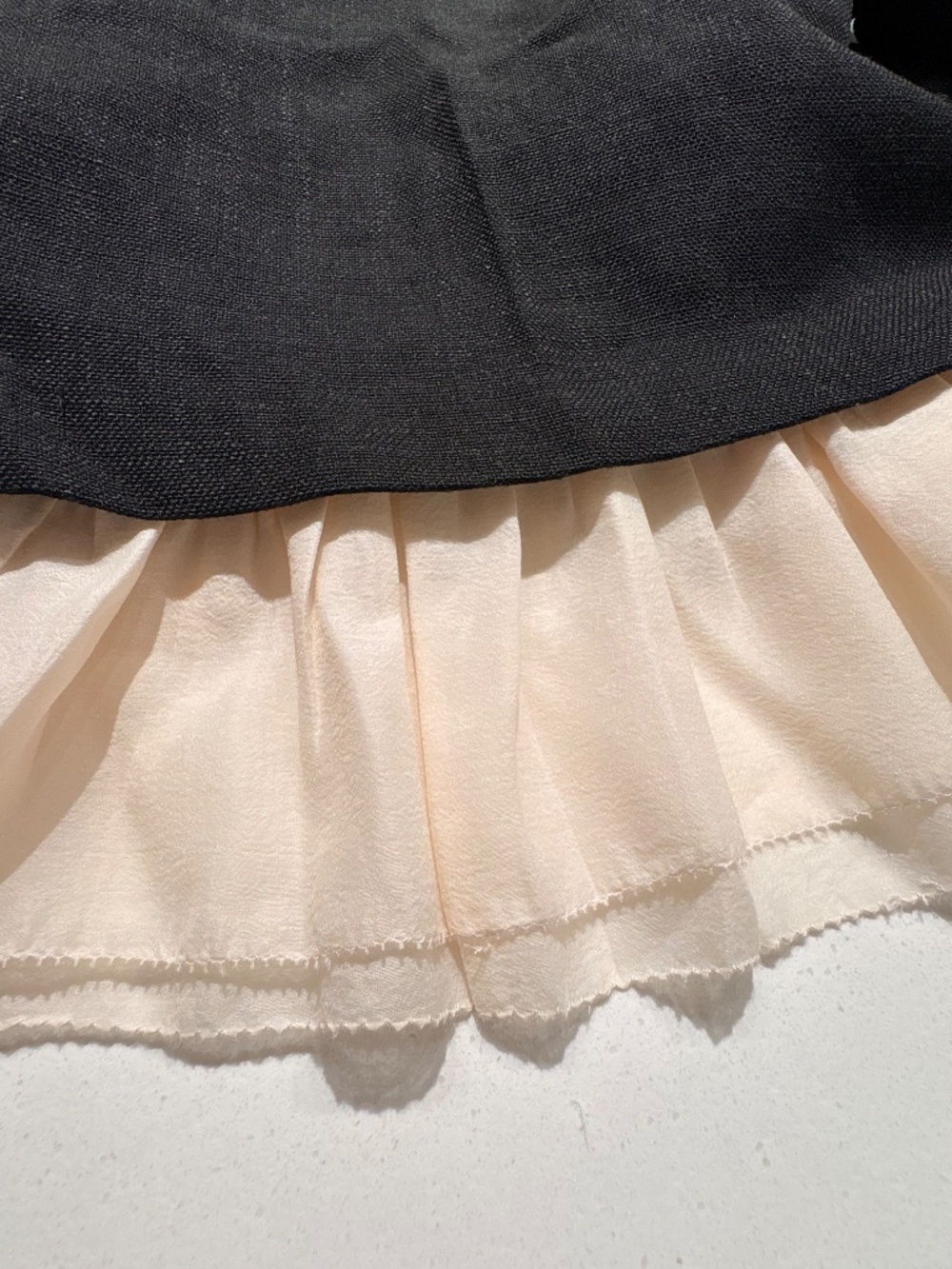 XXOOSSOO Studio Black Ivory Ruffle Trim Statement Blazer Jacket M - Picture 4 of 7